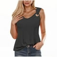 thumbnail image 3 of yoeyez Tank Tops for Women Dressy, Women's Casual Summer V Neck Sleeveless Camisole Ring Straps Loose Fit Workout Basic Shirts Black,L, 3 of 5