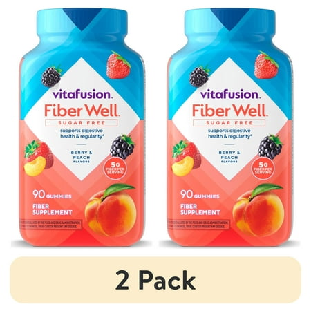 (2 pack) vitafusion Fiber Well Sugar Free Fiber Supplement Gummies, Fruit Flavored, 90 Count