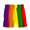 thumbnail image 5 of Penkiiy Men Casual Fashion Rainbow Print Shorts Pants with Pockets Elastic Waist Color Block Beach Pants Artistic Short Pants M Multicolor, 5 of 9
