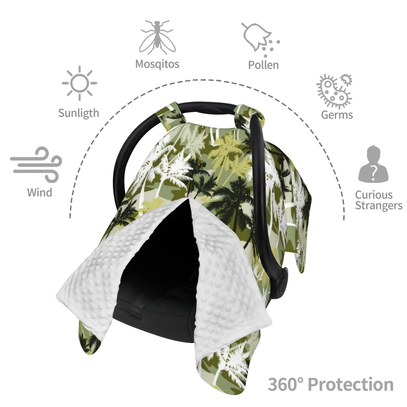 Naloa Hawaii Palms Baby Car Seat Cover, Breathable Baby Carrier Cover, Multiuse Baby Carrier Cover & Nursing Breastfeeding Cover