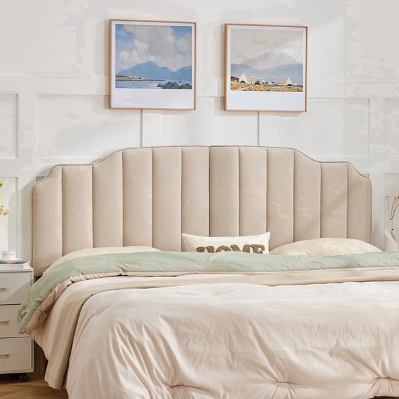 BRILHAMEZ King/California King Linen Upholstered Headboard, Adjustable Height and Width Thickened Bed Headboard, Brown