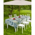 thumbnail image 4 of nqOlkjepod Botanical Blue Green Outdoor Tablecloth with Umbrella Hole & Zipper, Spring Pastoral Daisy Leaf on Linen Rectangle Table Cover 60x102 Inch, Waterproof Table Cloth Protector for Patio, 4 of 7