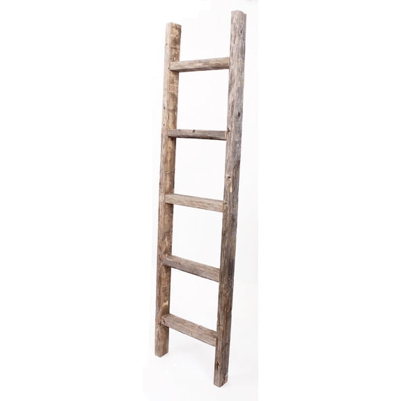 BARNWOODUSA Rustic Decorative Ladder - 100% Upcycled Wood (60" x 12" x 1.5", Weathered Gray)