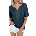 thumbnail image 2 of Sweet Home Farm V Neck T Shirts for Women Summer Tops Vacation Trendy Boho Short Sleeve Casual Loose Comfy Tunic Clothes Short Sleeve Shirts for Women Blue, 2 of 5