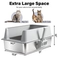 thumbnail image 2 of XL Stainless Steel Cat Litter Box with Lid,Metal Litter Box High Sides for Big/Multiple Cats,Open Design,Indoor,1-Mat and 1-,Easy to Clean, No Odor,Anti-Urine Leakage, 2 of 9