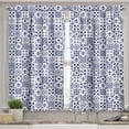 thumbnail image 2 of Ambesonne Indigo Valance & Curtain, Tile Square Abstract Pattern, 55"x45", Indigo White, 2 of 6
