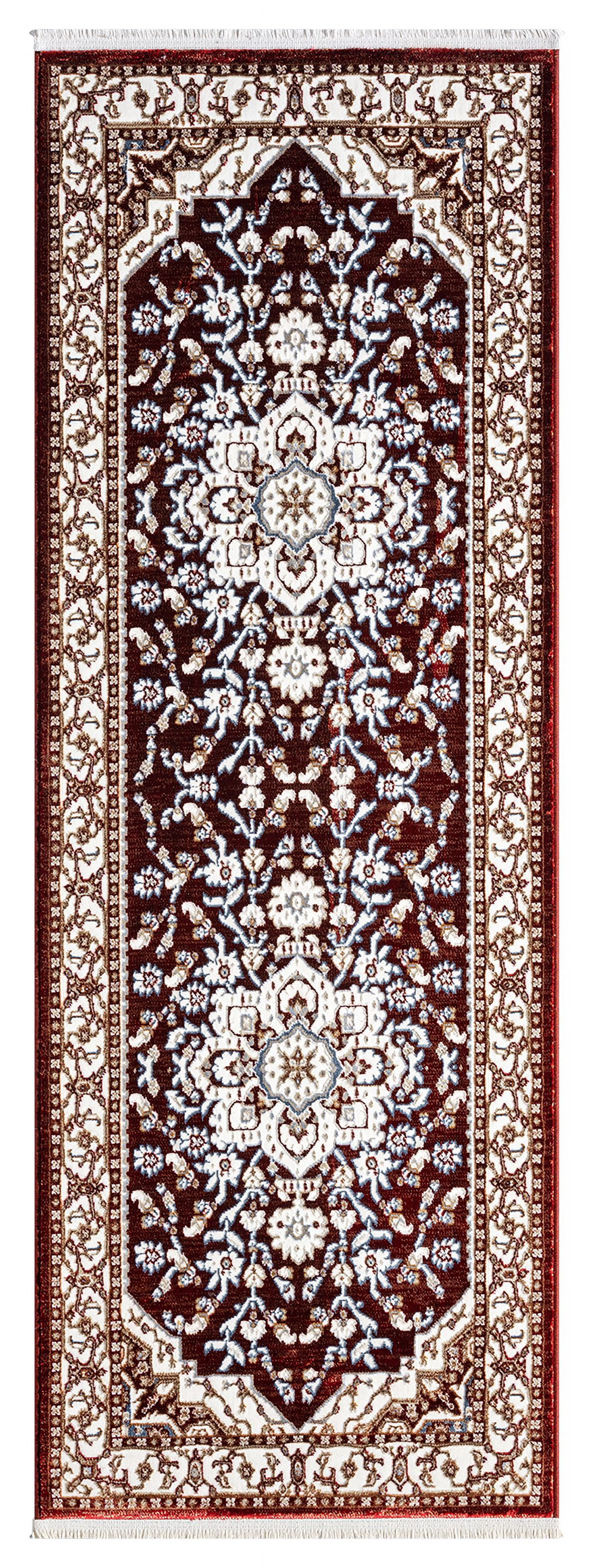 United Weavers Riviera Delora Runner Rug, Border Pattern, Burgundy, 2'7" X 7'2"