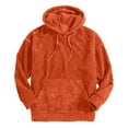 thumbnail image 2 of Corduroy Hoodies for Men Long Sleeve Solid Color Drawstring Hooded Sweatshirt Sweater Cozy Fall Winter Tops (XL, Orange), 2 of 6