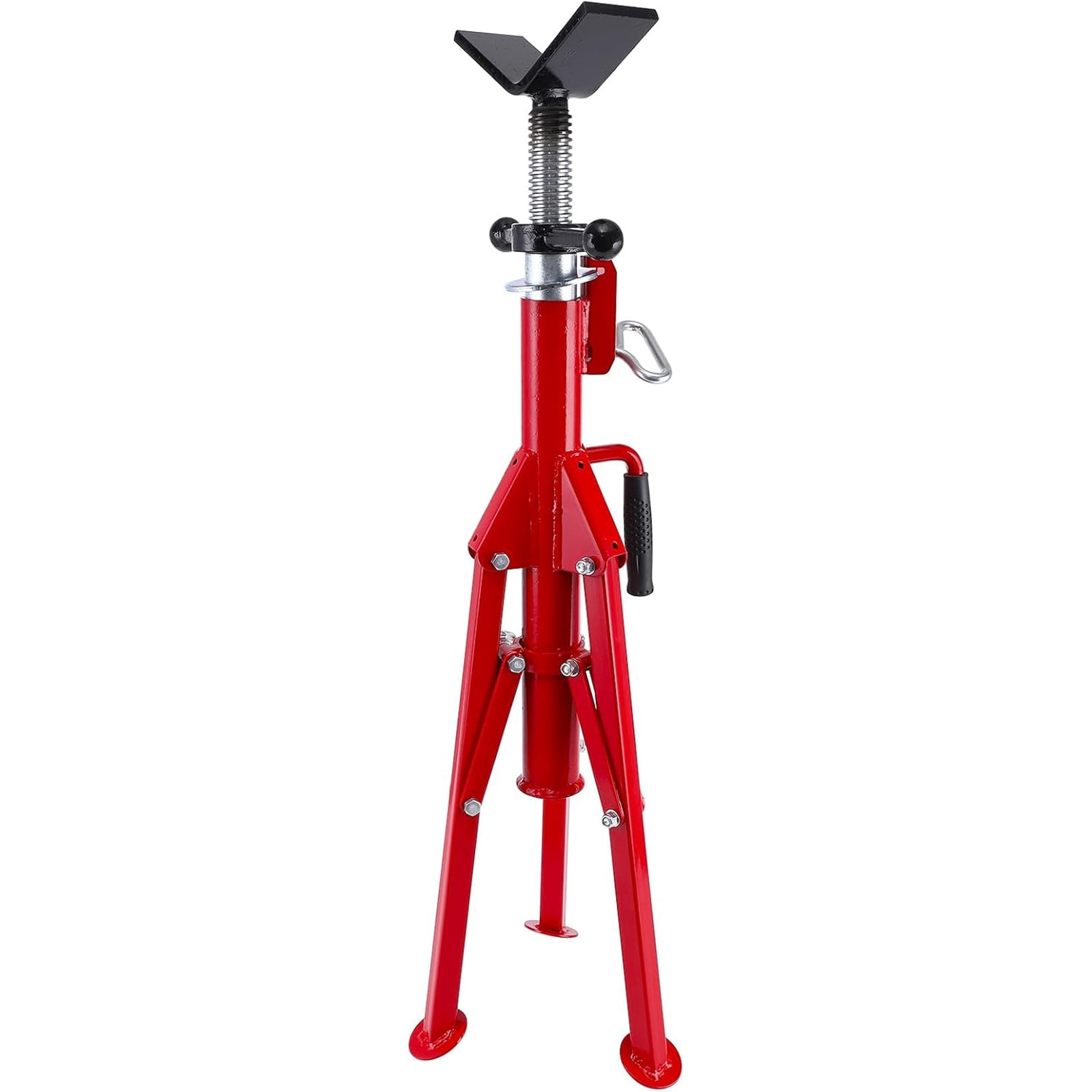 Ladcaser V Head Pipe Jack Stand, 1/8"-12" Capacity, Adjustable Height 28''-52", 2500 LB, Heavy Duty Carbon Steel Body, Folding Portable Pipe, Steel Jack Stands