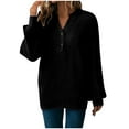 thumbnail image 3 of AGWOLF Henley Shirts for Women Casual Waffle Lantern Long Sleeve Tunic Tops Loose V Neck Pullover Fall Travel Tshirts, 3 of 10
