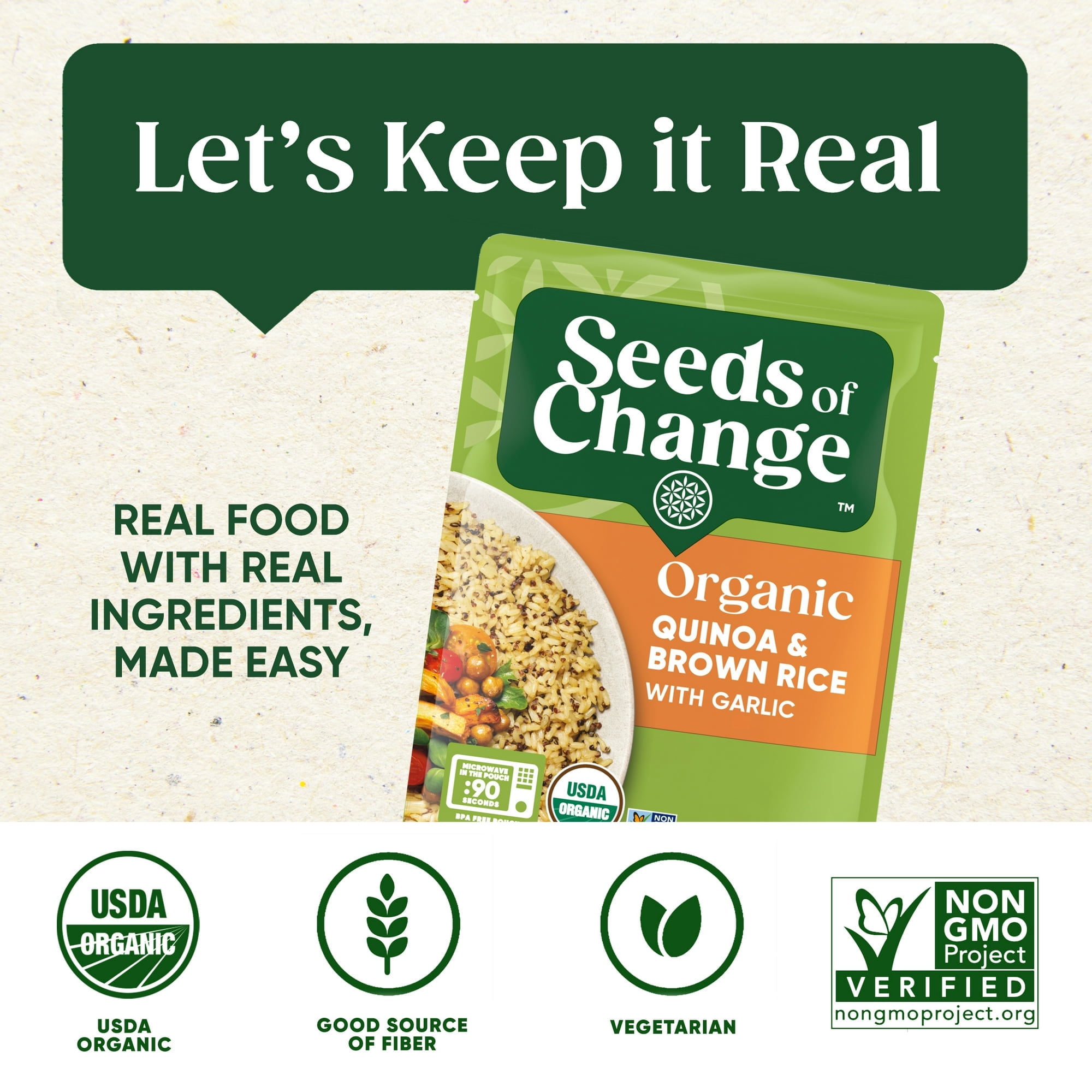 Seeds of Change Organic Quinoa & Brown Rice with Garlic 8.5 Ounces (Pack of 4)