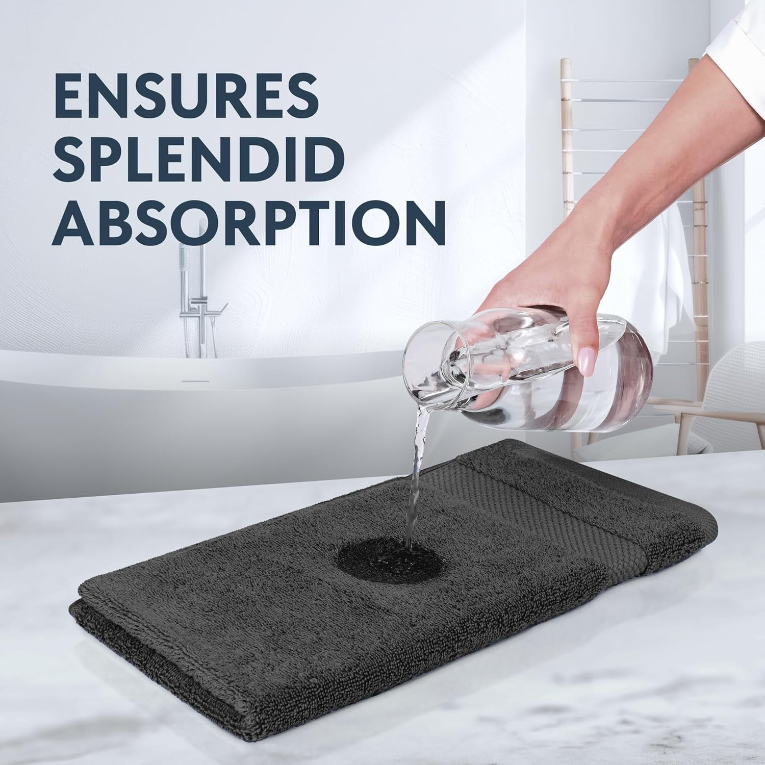 General Luxury Dark Gray Hand Towels - Soft 100% Turkish Cotton | Highly Absorbent Hotel spa Bathroom Towel Collection | 16x30 Inch | Set of 6