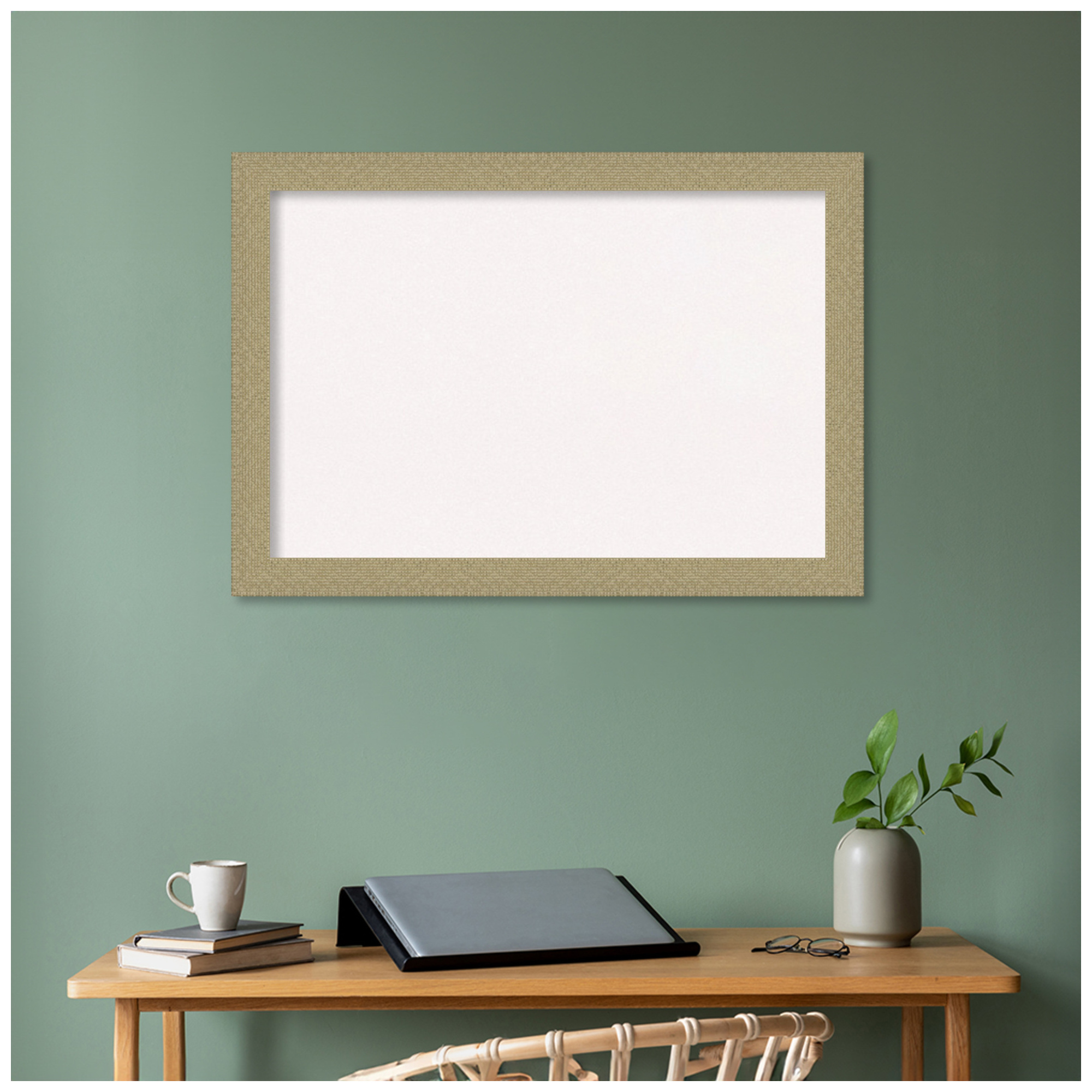 Amanti Art White Cork Board Framed Mosaic Gold Bulletin Board 40 in. x 28 in.
