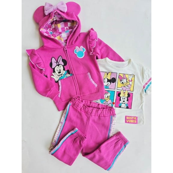 Character Kids' 3-piece Full Zip Hoodie Set, Graphic T-Shirt & Jogger Pants – Soft Fleece - Size 2T