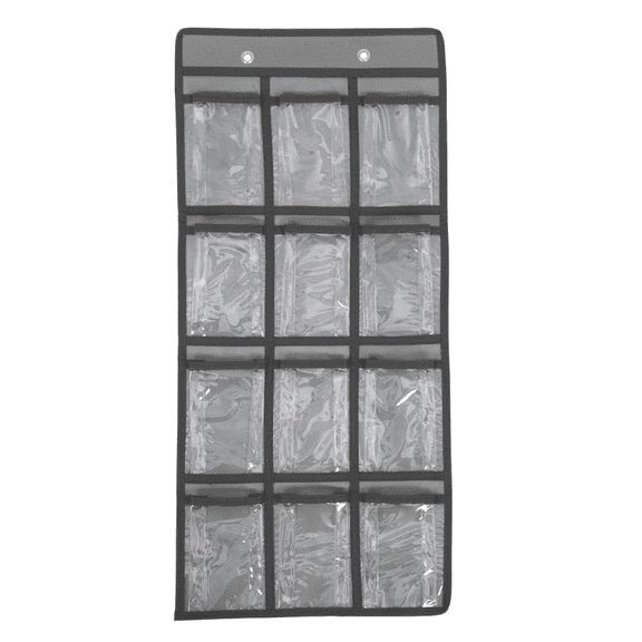 RVKXHD 12 Clear Pockets Classroom Pocket Chart for Cell Phones, Cell Phones Calculator Holder for Classroom Storage, Wall Door Hanging Organizer, Grey