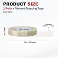 thumbnail image 2 of Uxcell 2 Rolls Filament Strapping Tape, 19 mm x 20 m x 0.15 mm Heavy Duty Fiberglass Striped Reinforced Packaging Clear Waterproof Adhesive Tape for Packaging, Moving, Home Use, 2 of 6