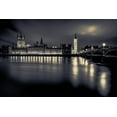 thumbnail image 2 of Brown,Victoria 32x23 Black Ornate Wood Framed with Double Matting Museum Art Print Titled - London Duotone Parliament, 2 of 4