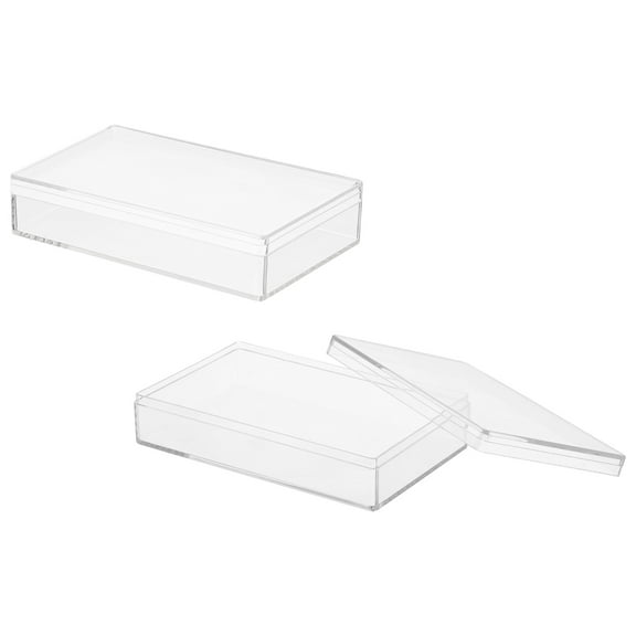 Uxcell Acrylic Box with Lid, 4.33 x 4.33 x 0.98 in Acrylic Display Case Plastic Square Cube Container Storage Holder(2 Pack, Clear)
