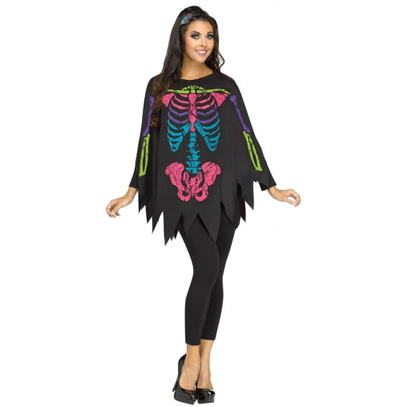 Color Bones Skeleton, Multi-Color, Halloween Accessory for Adults, One Size Fit, by Fun World