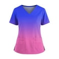 thumbnail image 3 of Womens Gradient Color Vneck Scrub Tops Short Sleeve Work Scrubs Summer Fall Shirts 2026 Trendy, #03 Pink, 5XL, 3 of 6