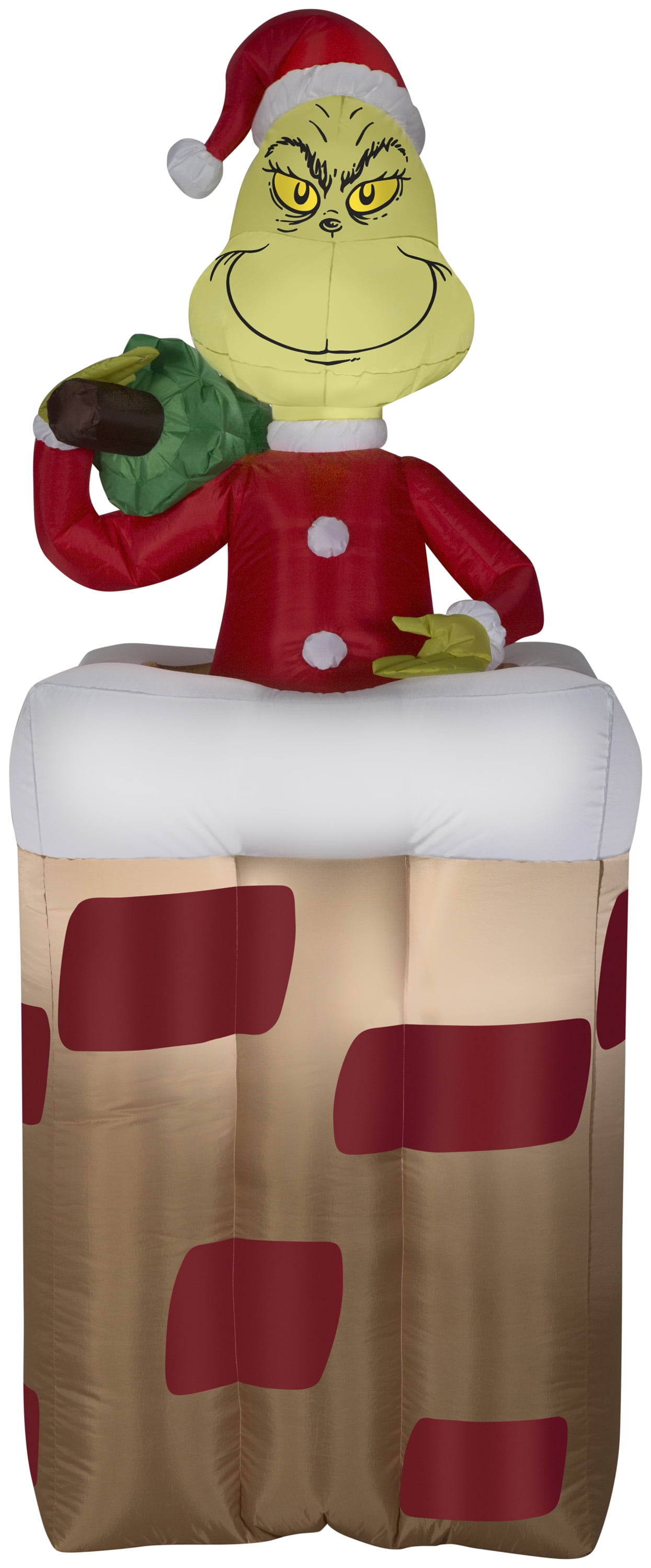 Airblown Santa's Head Popping Down at Fireplace Scene Inflatable 