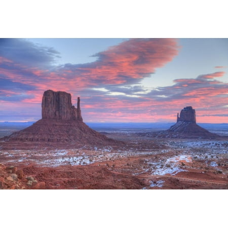 Sunrise, West Mitten Butte on left and East Mitten Butte on right, Monument Valley Navajo Tribal Pa Print Wall Art By Richard (Best Butte In The West)