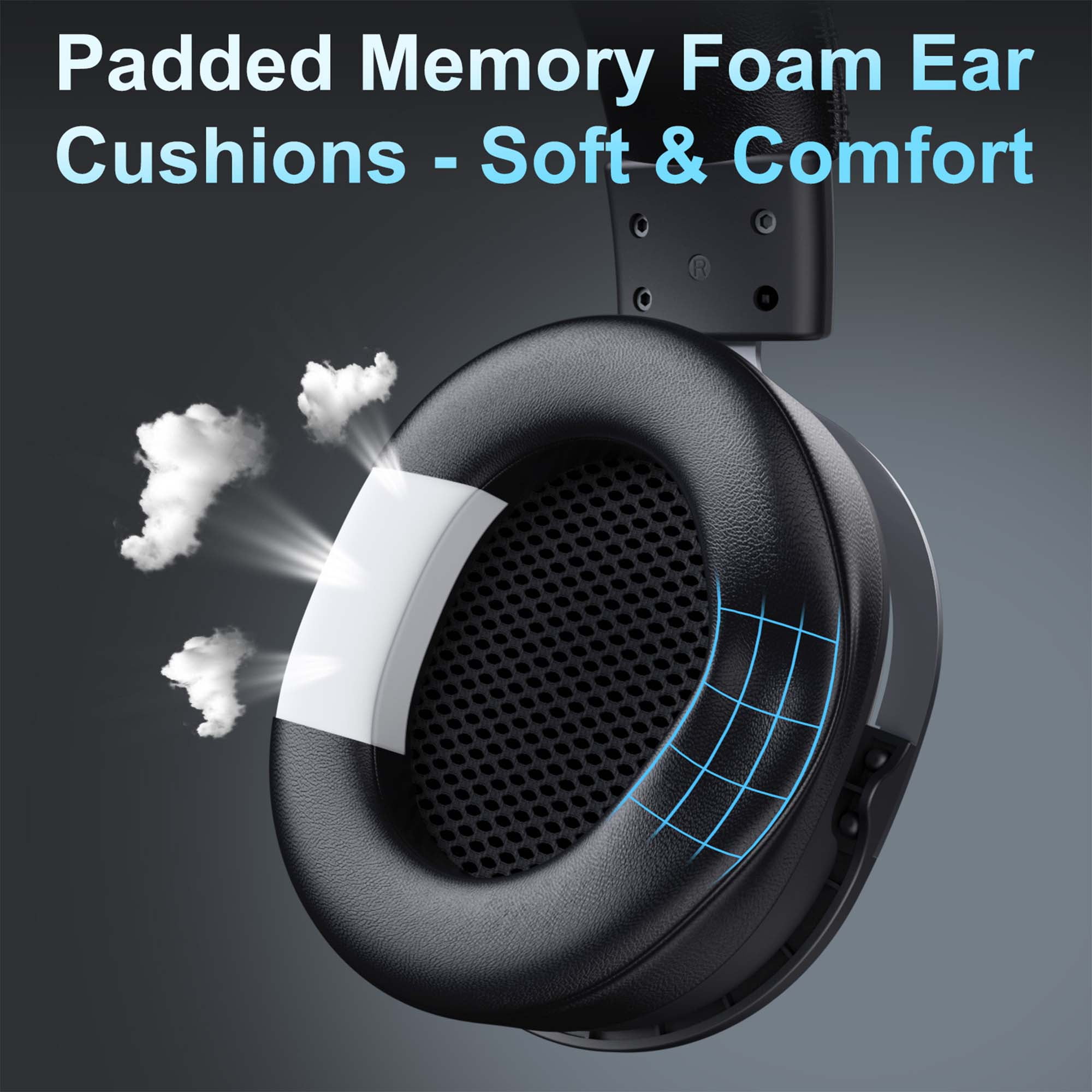Seenda Wireless Gaming Headset for PS4 PC Xbox One PS5 Controller, Noise Cancelling Over Ear Headphones with Mic, LED Light, Bass Surround