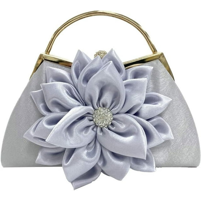 LHSHID Pochettes pour Femmes Rétro Fleur Sac à Main de Soirée Scintillant Strass Sac à Main à Poignée Supérieure Gatsby Sac Cartable