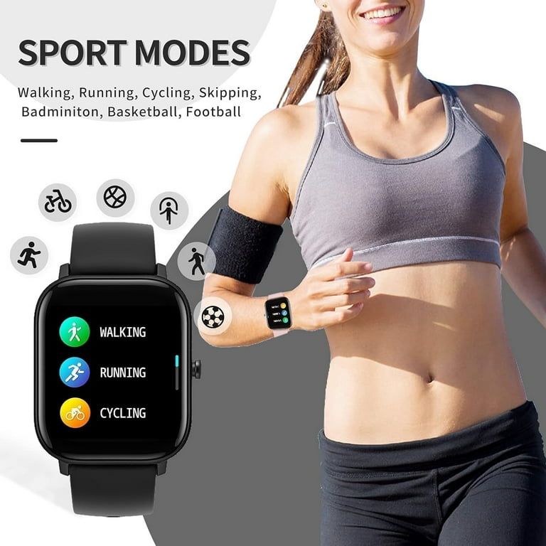 Fitness Tracker Heart Rate Blood Pressure Watch Blood Oxygen Monitor  Pedometer Step Counter Activity Tracker Big Fitness Tracker for Women Men  Smart Watch for Android Phones Compatible iPhone black 