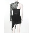 thumbnail image 4 of CHICTRY Womens Lyrical Dance Dress One Shoulder Lace Split Mesh Leotard Dress Figure Skating Costume Black L, 4 of 7