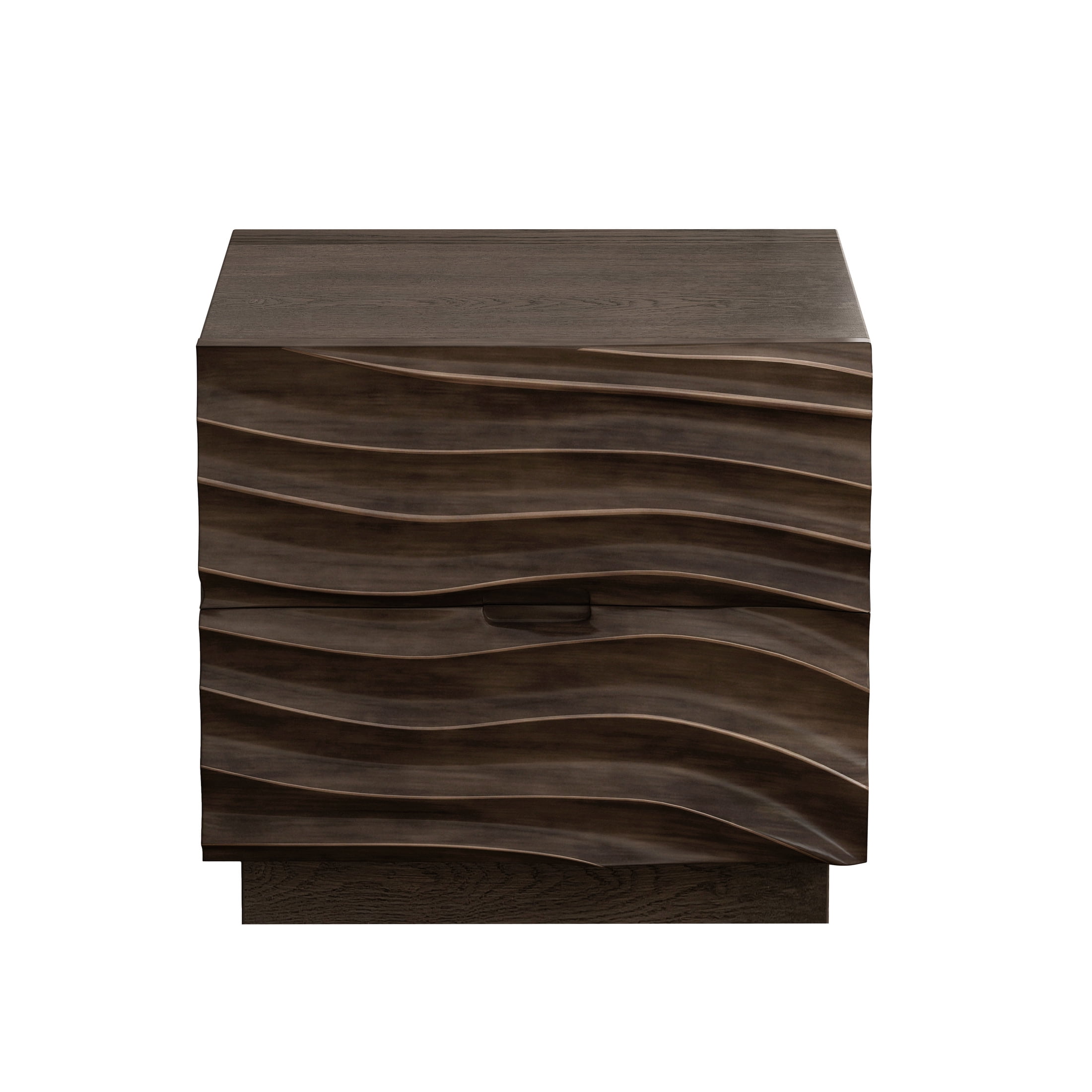 GDF Studio Set of 2 Solid Wood Nightstands with 2 Drawers, Handle-Free Design, Brown