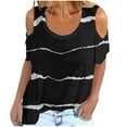 thumbnail image 1 of Birdeem Mode Femme Col Rond Imprimé Manches Courtes T-Shirt Blouse Hauts Chandail en Molleton, 1 of 5