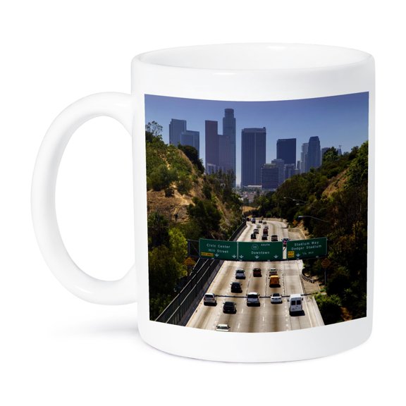 3dRose, California, Los Angeles. Freeway and skyscrapers - US05 BJA0424 - Jaynes Gallery, 15oz Mug