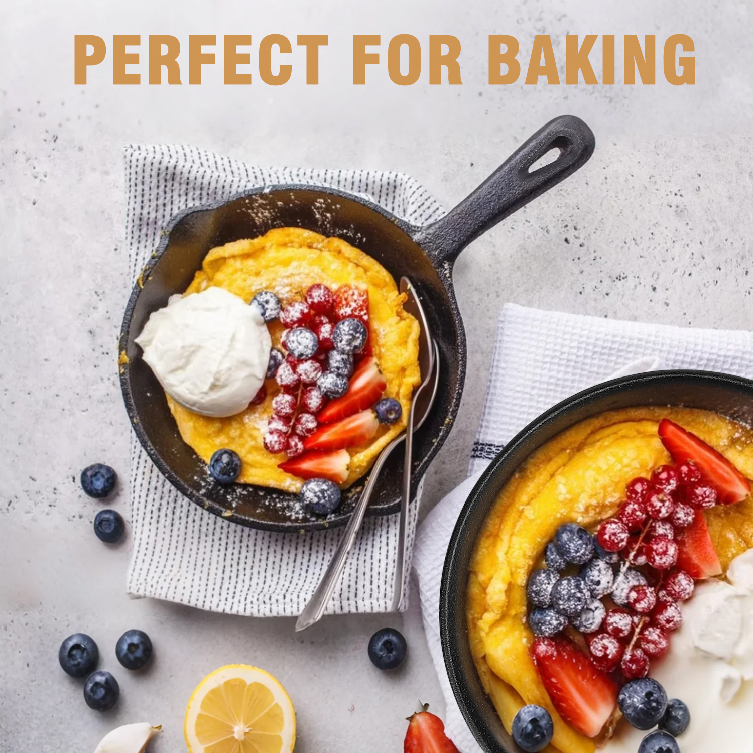 TAIMASI Cast Iron Skillet Set, 3-Piece, Pre-Seasoned, 6" 8" 10" photo 6