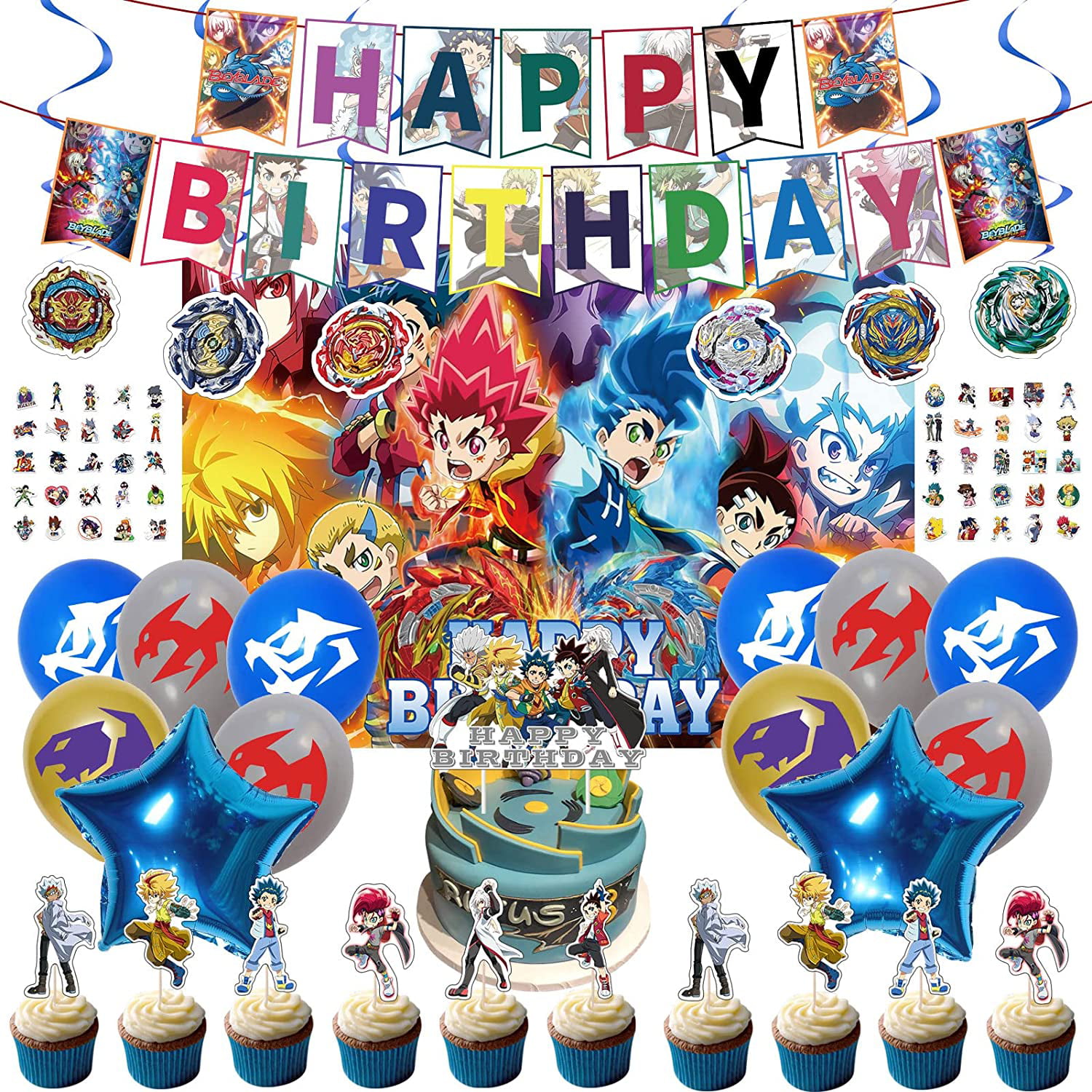 Bey Battle Party Supplies Beyblade Decorations Balloons Cupcake Topper  Banner Backdrop Birthday Decor by QUEENMO - Shop Online for Toys in  Australia