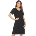 thumbnail image 2 of EKOUAER House Dresses for Women Button Down Nightgowns Short Sleeve Pleated Snap Front Mumu Dress, 2 of 6
