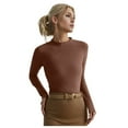 thumbnail image 1 of Chandails à Manches Longues pour Femmes T-Shirts Hauts d'Automne Encolure en Velours avec Base T-Shirts Mignons Brun 3TG, 1 of 4