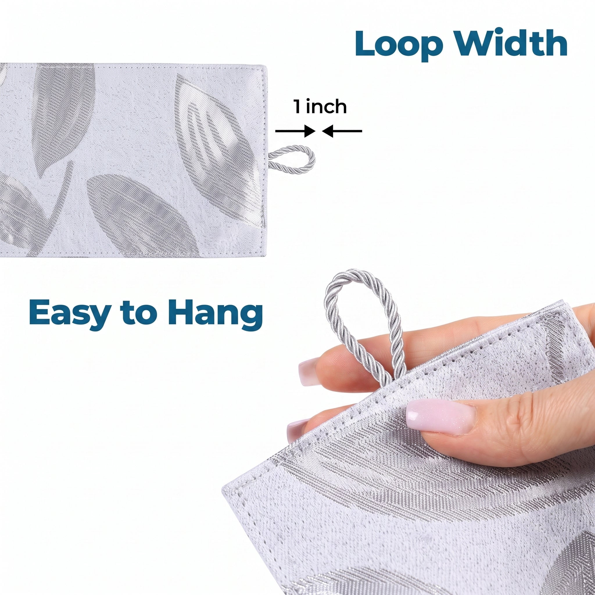 Superior Blackout Leaves Curtains Set of 2, Light Filtering Grommet Curtain Panel Set, Silver-Silver, 46"W x 84"L