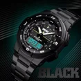 thumbnail image 2 of Reloj pulsera Skmei 1370 con correa de acero inoxidable color negro - fondo negro/gris, 2 of 8