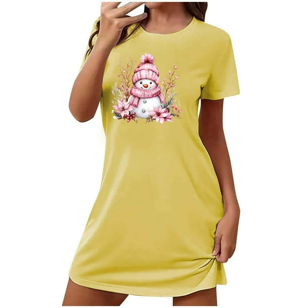 Camisón corto de talla grande para mujer, camisón de manga corta con estampado en el pecho, camisón corto