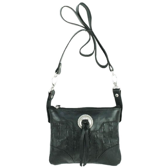 American West Leather - Small Cross Body Handbag - Purse Holder Bundle - (Sand - Flower Power Flap)