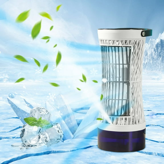 Fwttom Tower Fan - Quiet Desk Fan Humidifier Adjustable Wind Speed, Portable Personal Fan Large Battery Extra Long Time Working, Standing Fans That Blow Cold Air Fan for Bedroom, 10.6"