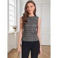 thumbnail image 7 of DARING DIVA Women's Tweed Elegant Crew Neck Business Vest Tops M Black, 7 of 7
