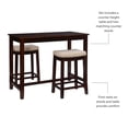 thumbnail image 4 of Linon Claridge Wood Three Piece Counter Dining Set Padded Seats in Walnut Finish, 4 of 11