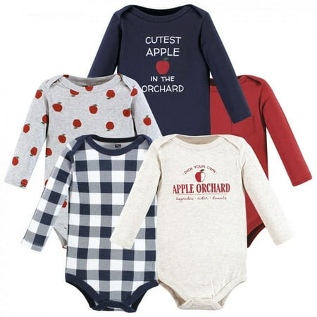 UPC: 0660168186987 | Hudson Baby Infant Boy Cotton Long-Sleeve Bodysuits Apple Orchard 5-Pack 0-3 Months