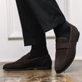 thumbnail image 4 of Men's Dark Brown Suede Classic Penny Loafers, 4 of 8