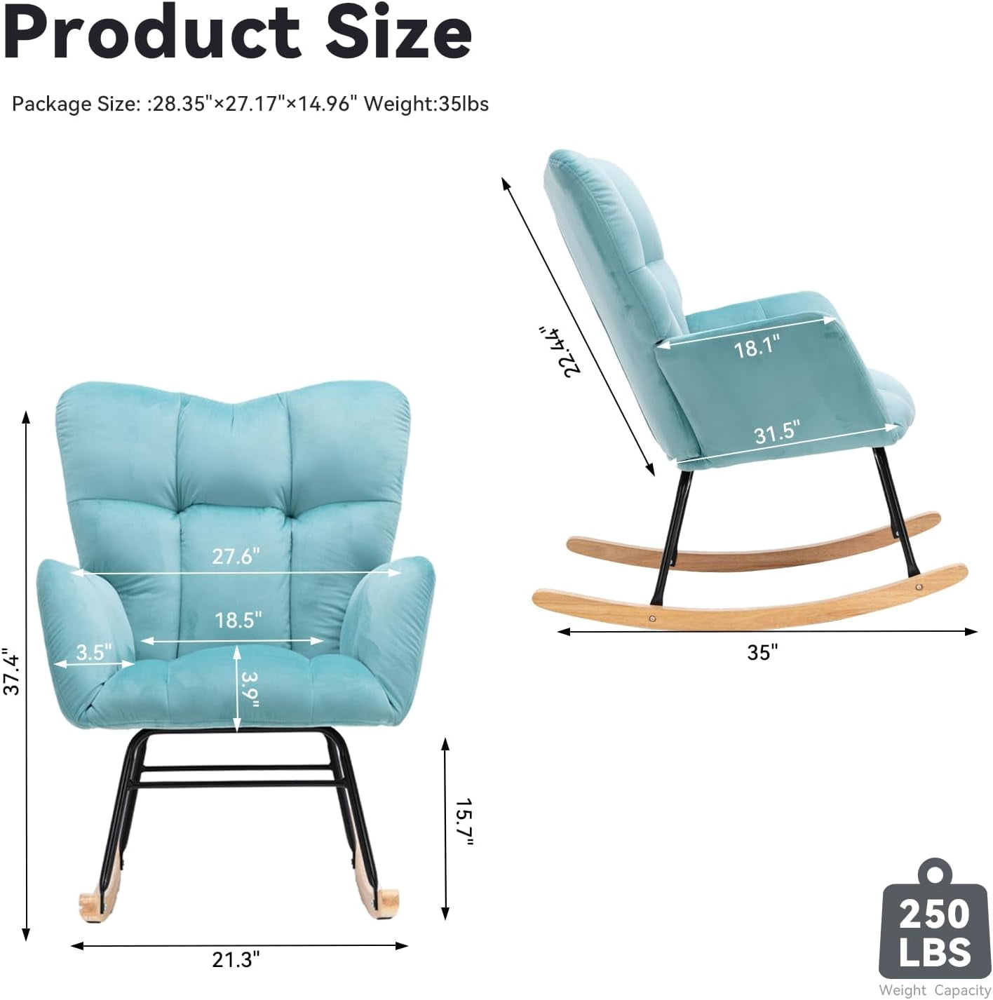 Rocking Chair Nursery Teddy Upholstered Glider Rocker High Backrest Nursery Rocker Comfortable Stylish Accent Armchair for Living Rooms Bedrooms Offices