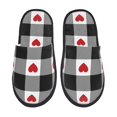 thumbnail image 1 of Fotbe Heart Black Buffalo Plaid Gingham Pantuflas Peludas para Mujer con Estampado, Zapatillas de Peluche, Zapatos de Invierno para Casa, Uso Interior y Exterior-Medium, 1 of 8
