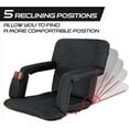 thumbnail image 3 of YANG2 Folding Stadium Seat Chair with Back Support and Cushion for Bleachers 2 Pack, Reclining Bleacher Seat with Back, Armrests and Cup Holders,20.5'' Black, 3 of 8