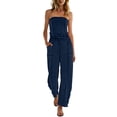 thumbnail image 2 of Women Jumpsuits for Summer​ Casual Strapless Sleeveless with Pockets, One-Piece Romper for Party and Travel Navy S, 2 of 9